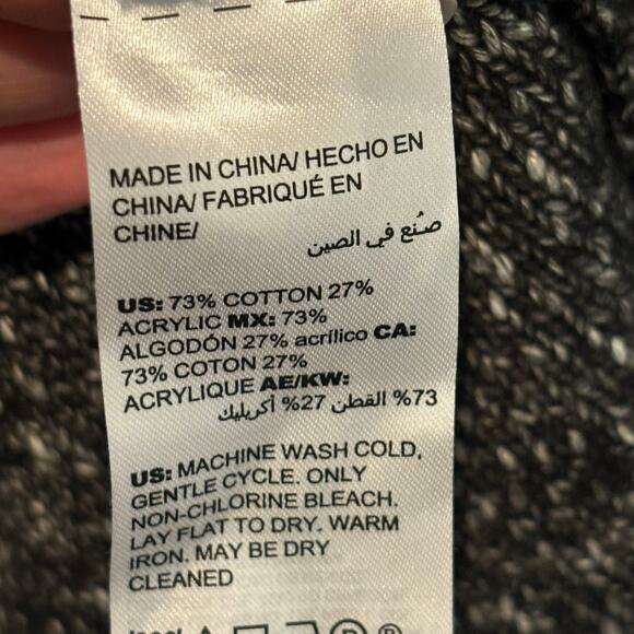 Chico's Black & White Speck Long Length Short Sleeve Open Front Cardigan - 2 - Picture 4 of 5